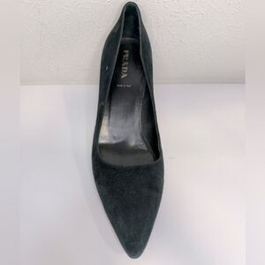 PRADA Green Suede Pointed Toe Kitten Heel Pump Right Shoe Only Size 40